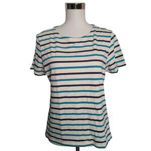 Seasalt Organic Cotton The Sailor T-Shirt Navy Blue White Stripe UK16 / US12